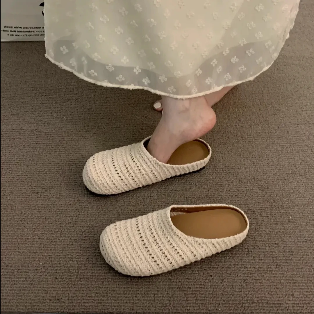 晚晚风软底波西米亚勃肯鞋女2025年夏季新款外穿休闲度假包头半拖