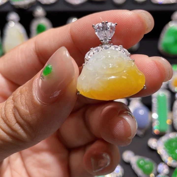 无***.翡翠银S925镶嵌颈饰