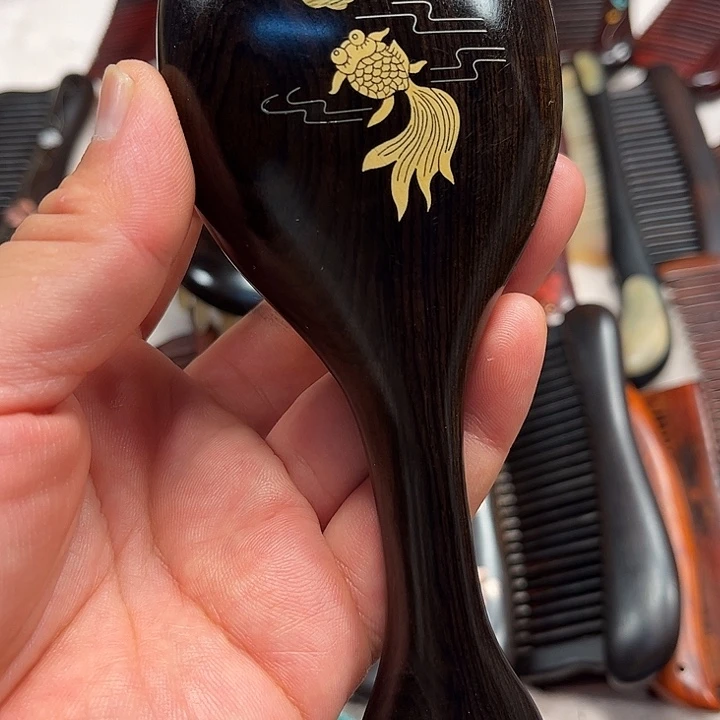 香榧木乌木羊角梳子