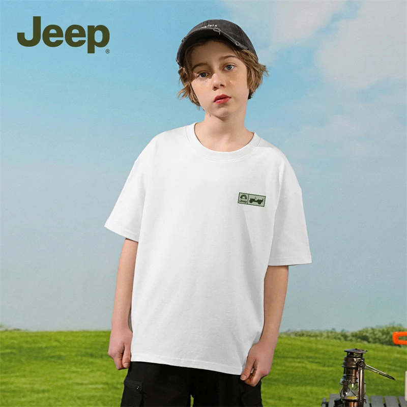 Jeep吉普童装男童短袖t恤2025新款纯棉大童半袖薄款儿童夏装上衣