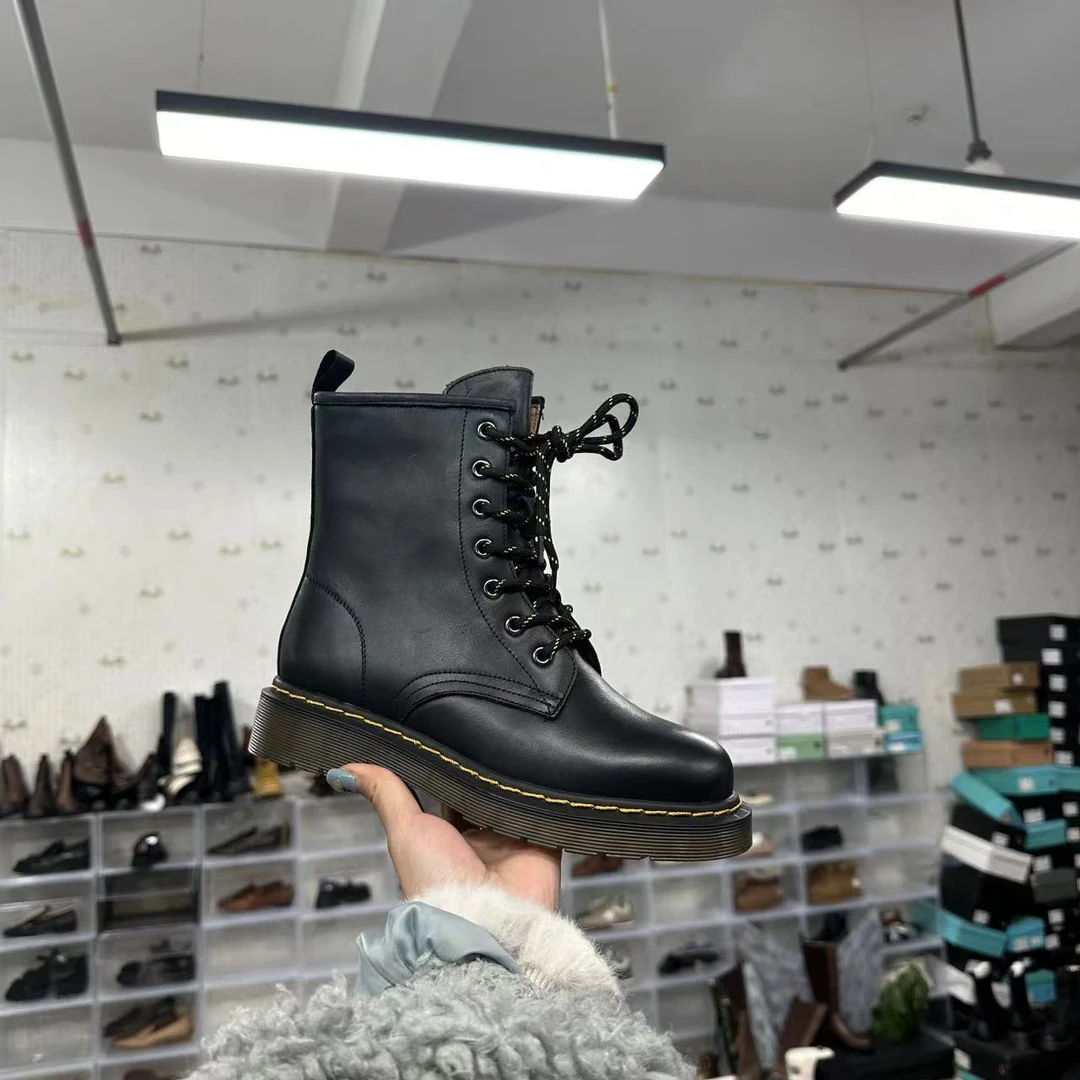 （b）森系马丁靴短靴头层牛皮切尔西手工擦色靴子里外全皮