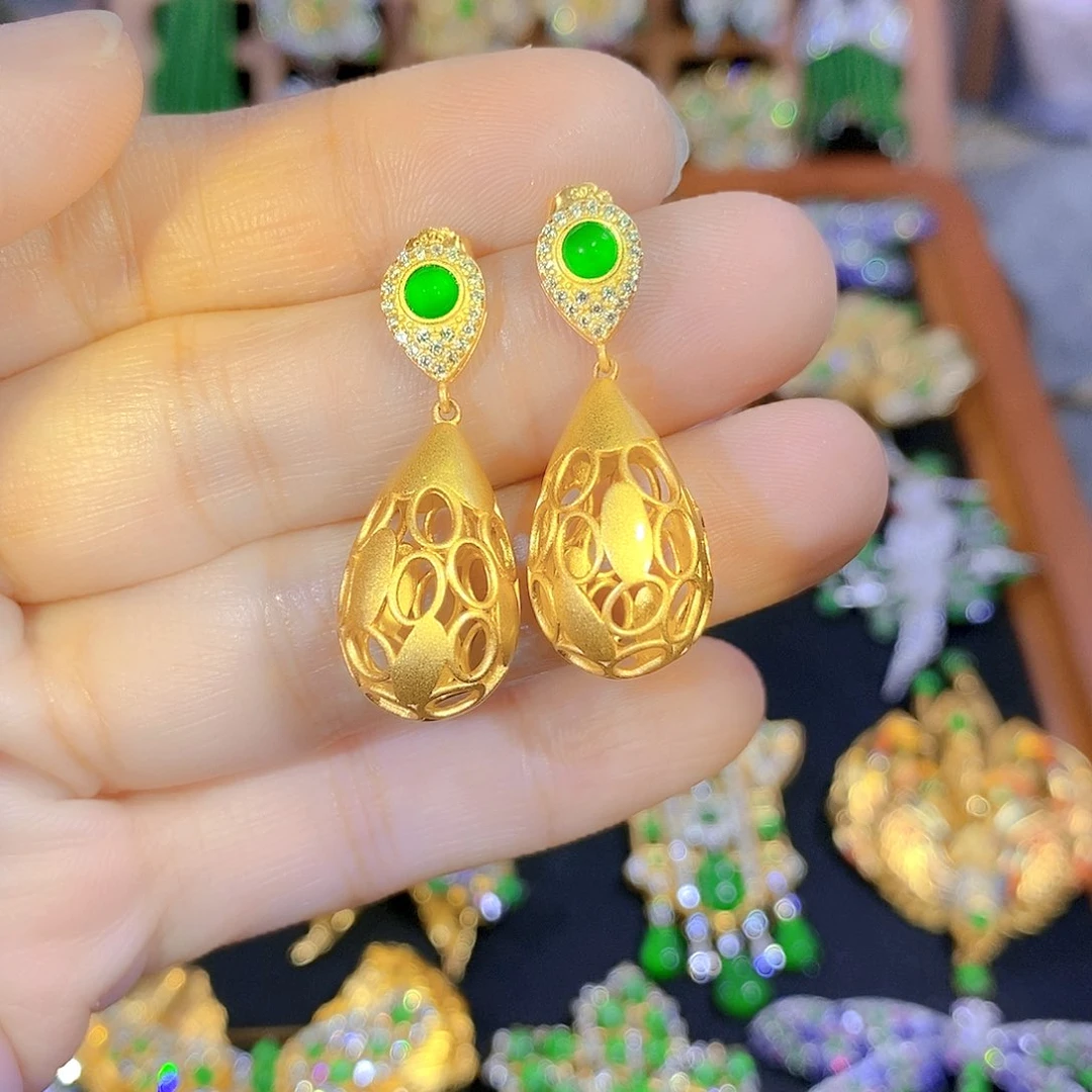 吊坠(不含链)银S925镶嵌翡翠