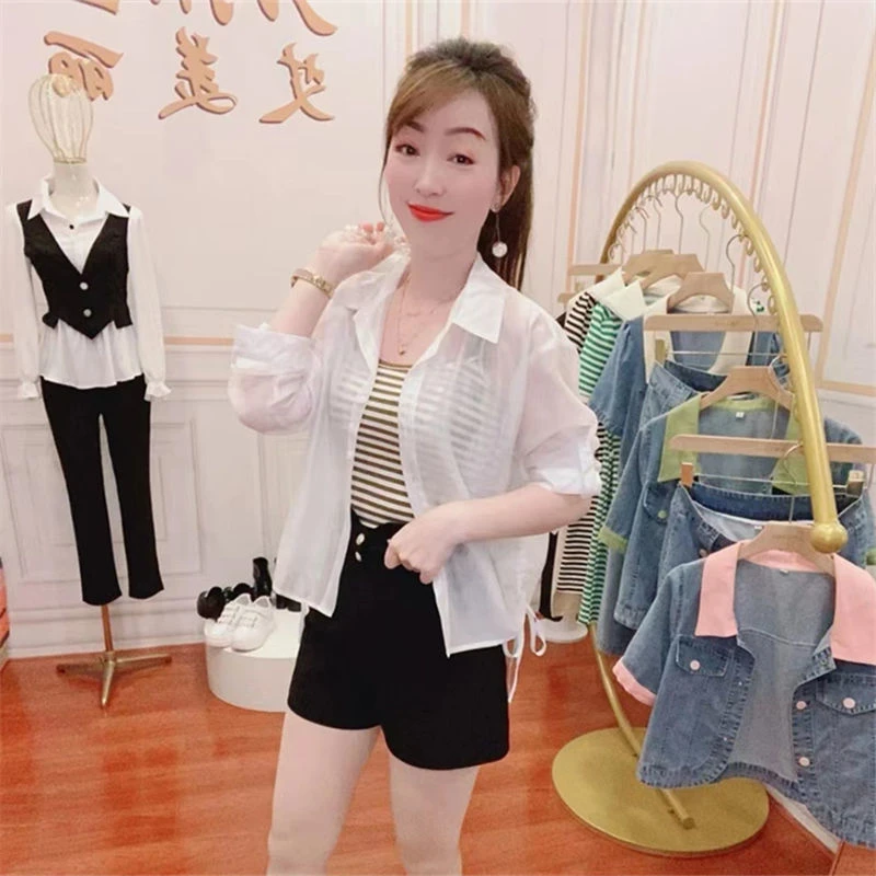 法式简约抽绳时尚上衣2023夏季新款小众洋气雪纺纯色别致衬衫