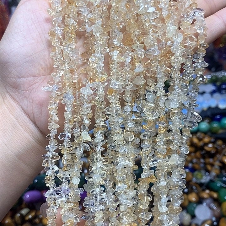 未镶嵌玛瑙/玉髓珠宝半成品天然高透黄水晶绕手4圈
