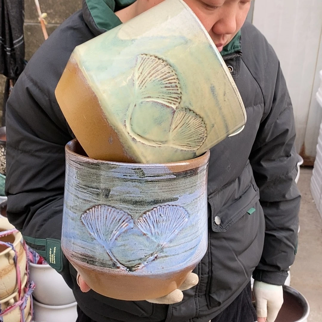 紫砂花盆瑕疵口17高17