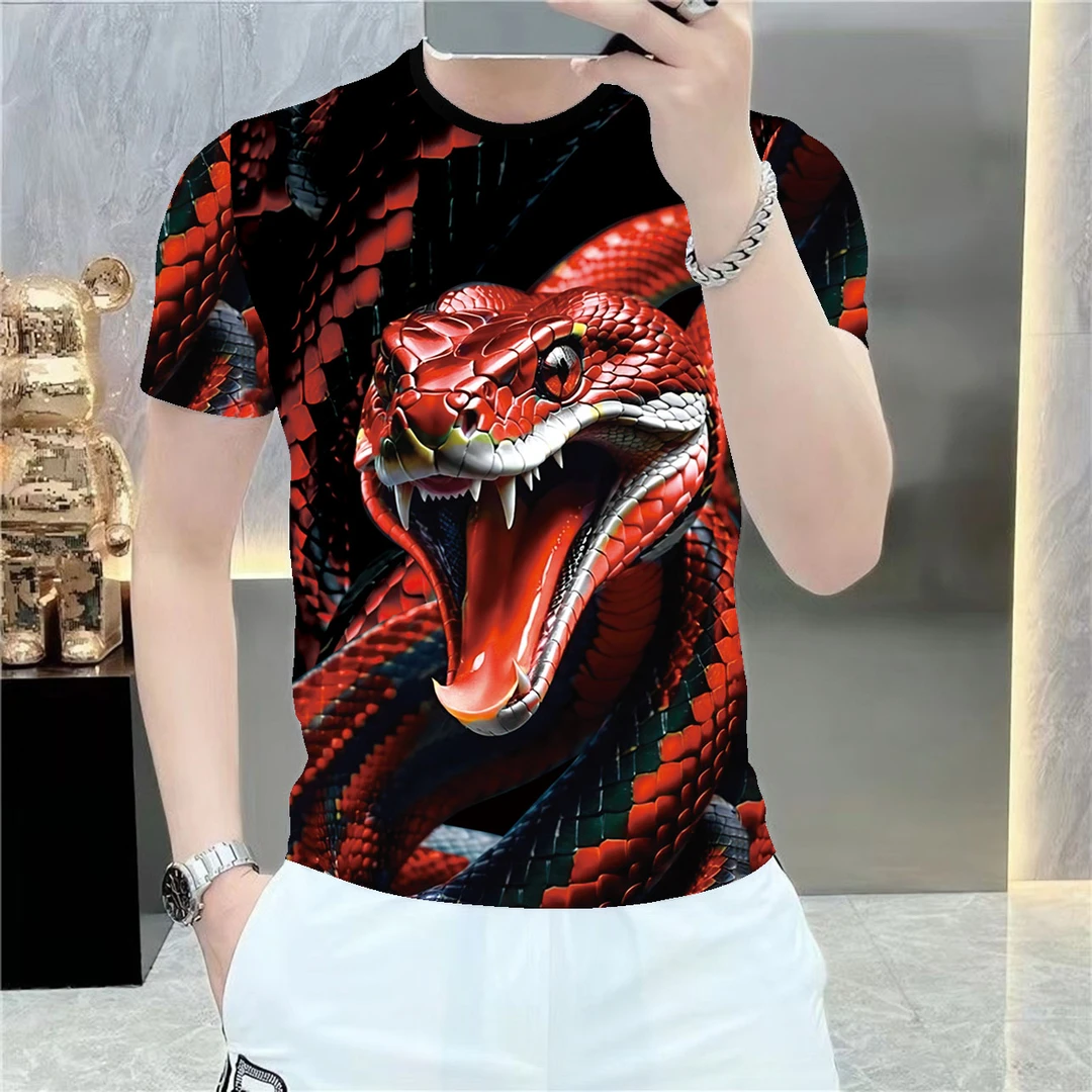 2025新款男士短袖T恤休闲时尚潮牌男士t恤个性3D印花圆领帅气夏装