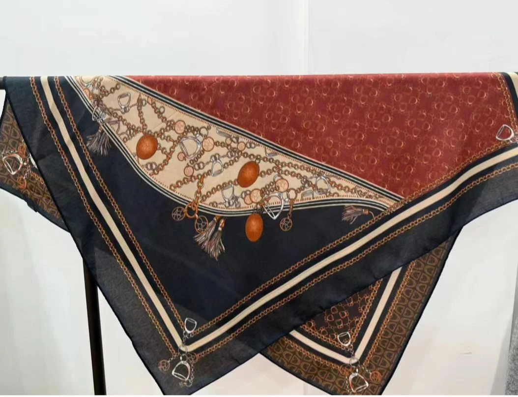 K（绿扣）【链条马车】-P12 时尚棉质 双面异色 85x85百搭舒适保暖