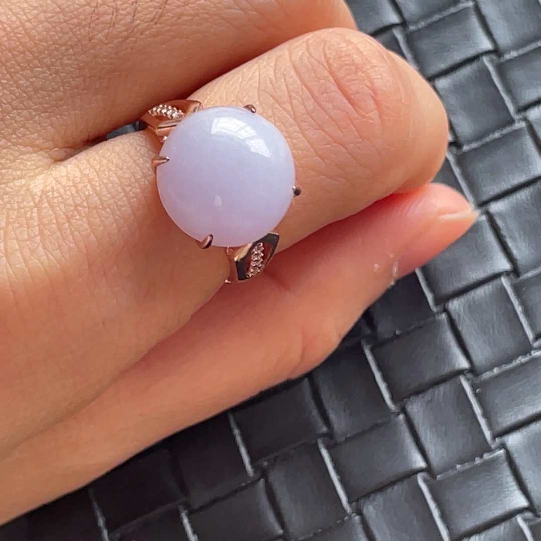 翡翠戒指银S925镶嵌紫蛋卡8