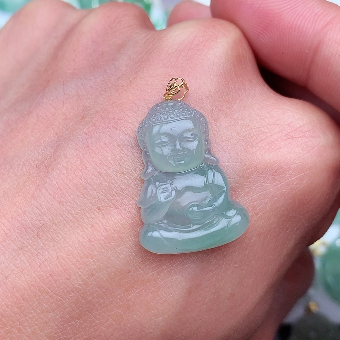 翡翠吊坠(不含链)18K金镶嵌