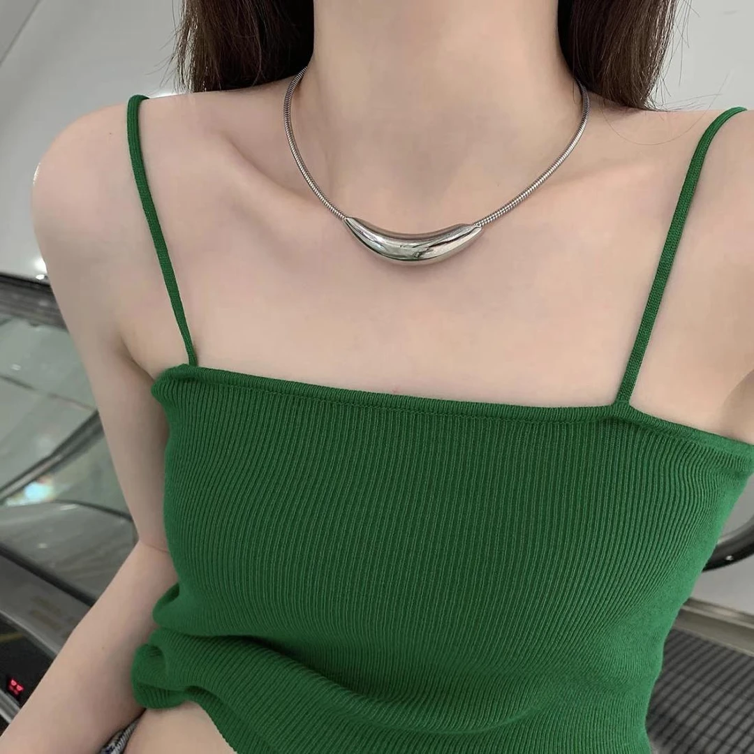 钛钢项链 圆圈弧形弯管项链ins欧美个性夸张项圈小众设计感锁颈链