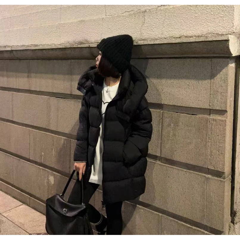 【龟背泡芙】冬季 防风连帽轻柔软糯鹅绒服 中长款无量感面包服