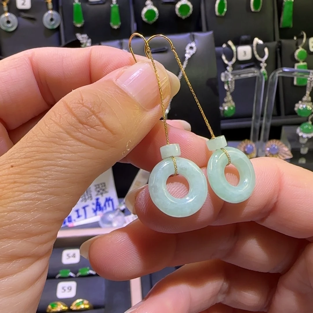 翡翠18K金镶嵌颈饰耳环