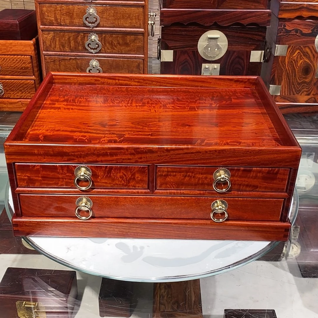 染料紫檀（血檀）独板承盘40/29/15