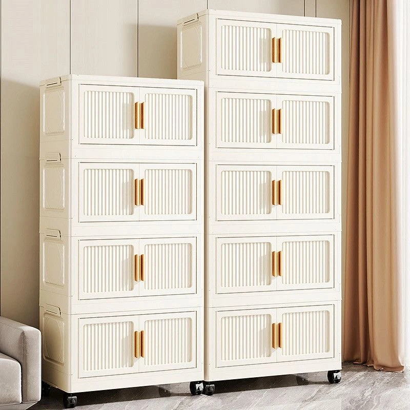 对开门家用多层折叠式收纳柜客厅零食收纳箱卧室床头柜儿童衣柜