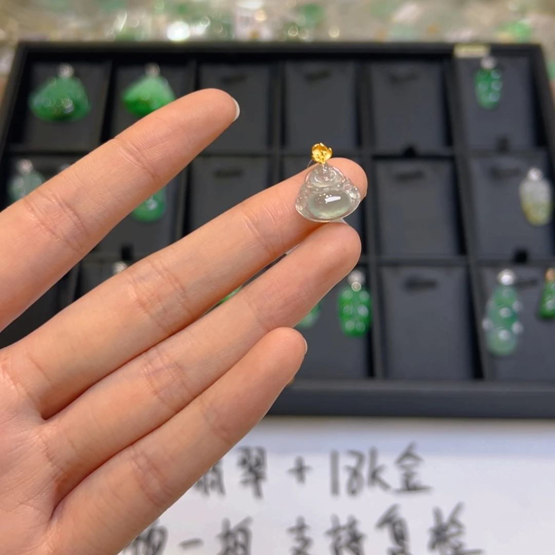 翡翠18K金镶嵌吊坠(不含链)