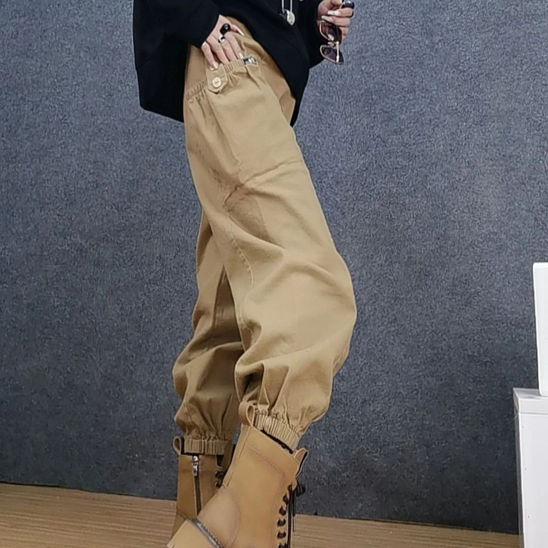 二姐家秋冬显瘦高腰水洗牛仔工装裤