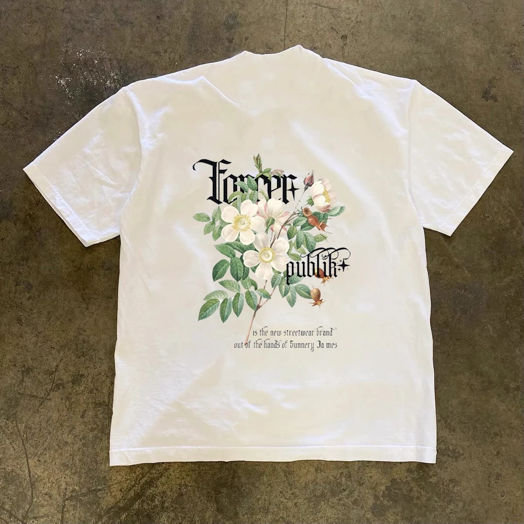 100%纯棉230G夏季潮流爆款短袖t恤男潮牌印花小青年圆领百搭上衣