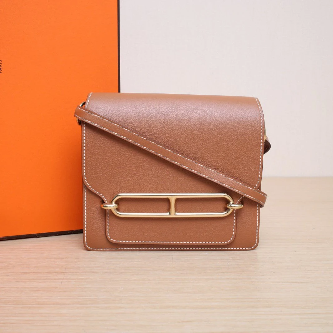 99新 Hermes/爱马仕 【66活动】 猪鼻子 19 金棕色 EC皮 Z刻 金扣包