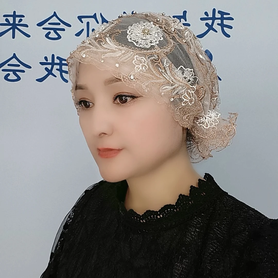 双线绣玫瑰花鱼尾帽双层