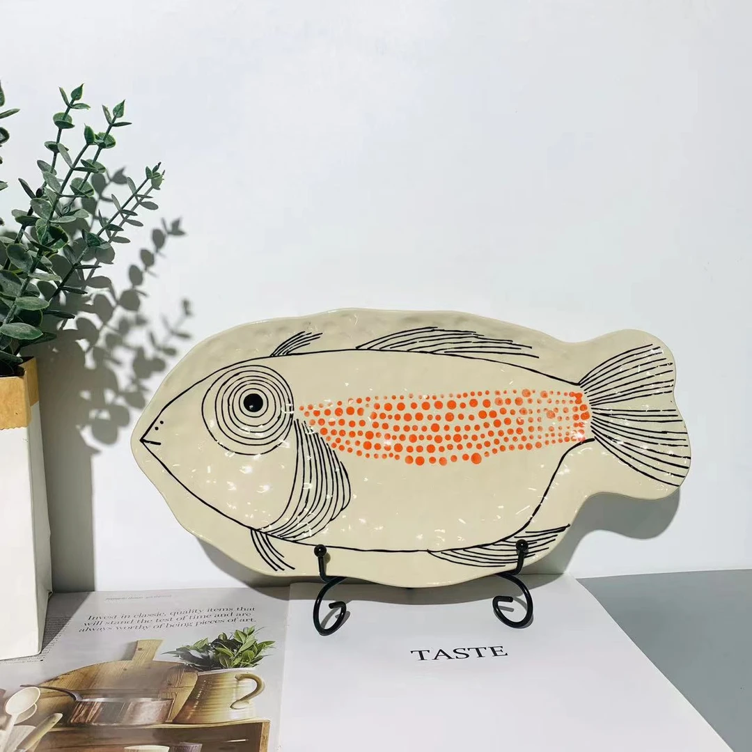 手绘红鲷鱼-14寸鱼盘