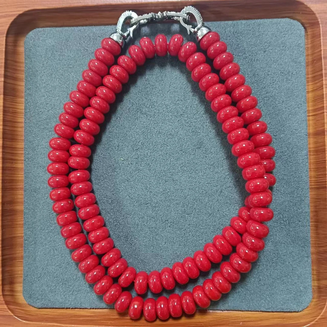 M566-卡8mm红色算盘珠妈妈链