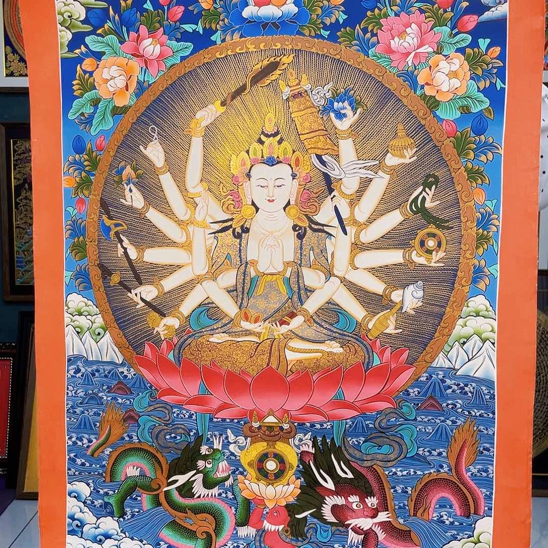 卷轴画手绘唐卡 准提
