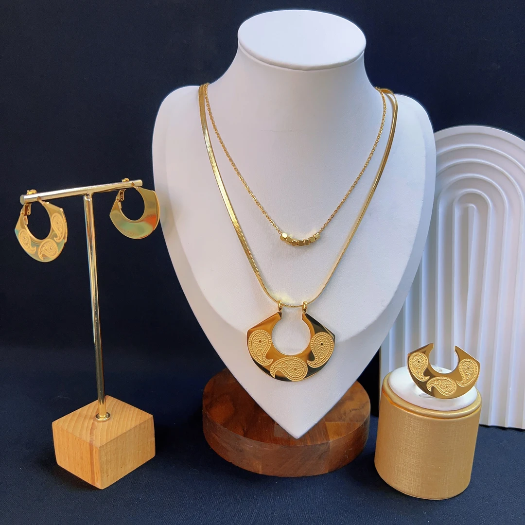 钛钢项链 哈尼西牧时尚华丽三件套#0009427