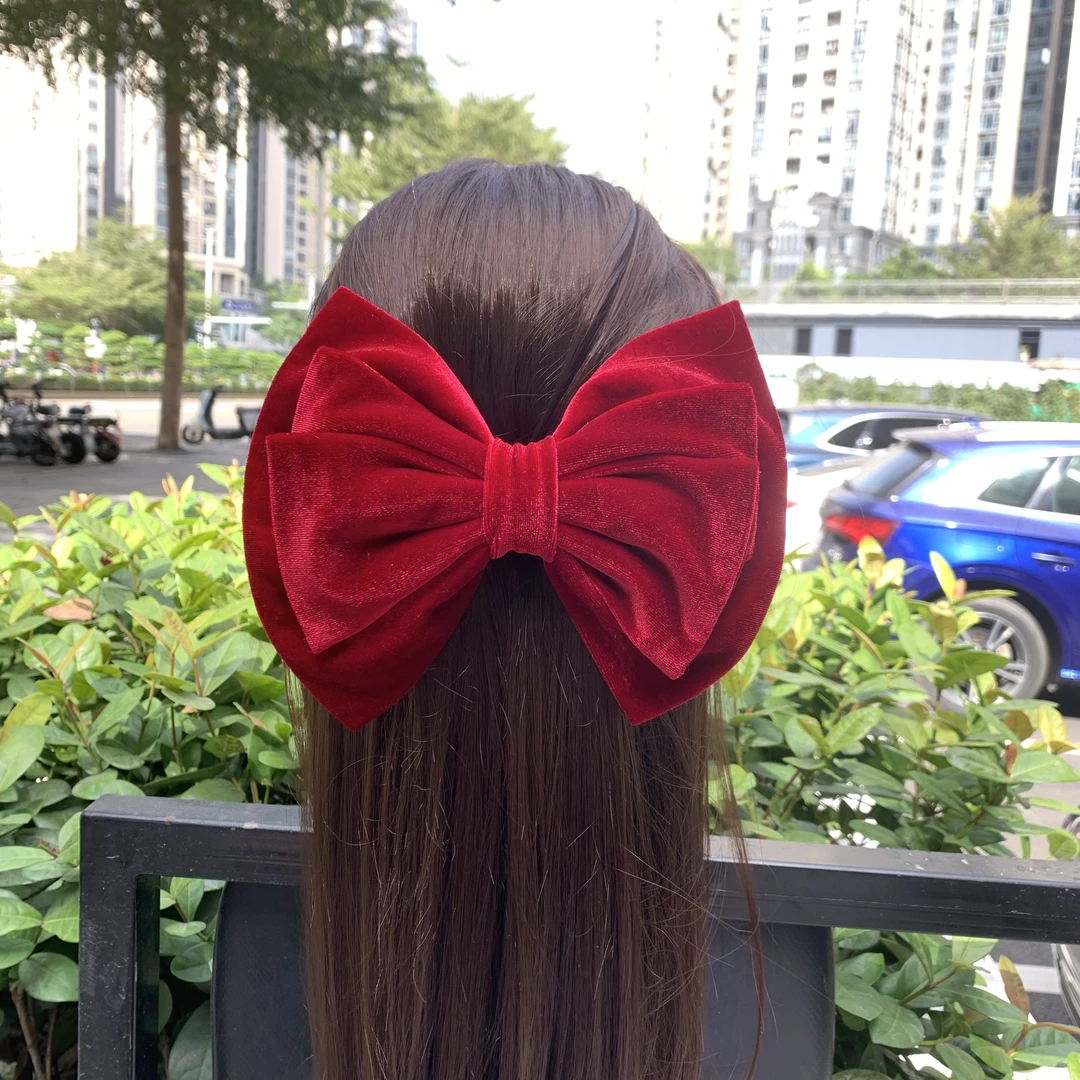 弹簧夹女发饰韩国绒可爱韩版韩式百搭发夹千金风夹子超大网红气质