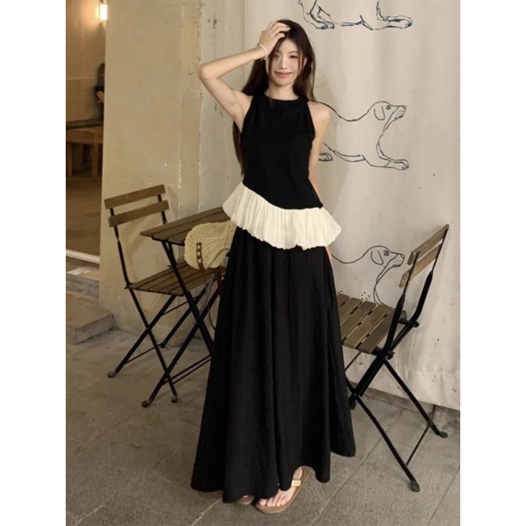 小个子洋气包臀吊带裙女夏季气质白色法式长裙子小香风