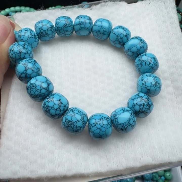 卡12/11➕蓝网花纹老型珠手串一条，17颗老型珠