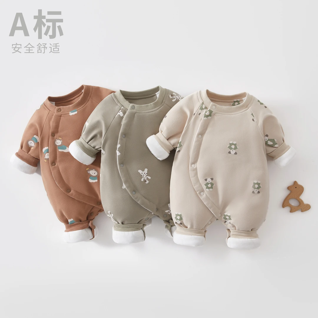 婴儿纯棉外出服秋冬无骨a类哈衣新生儿长袖连体衣爬服连体衣