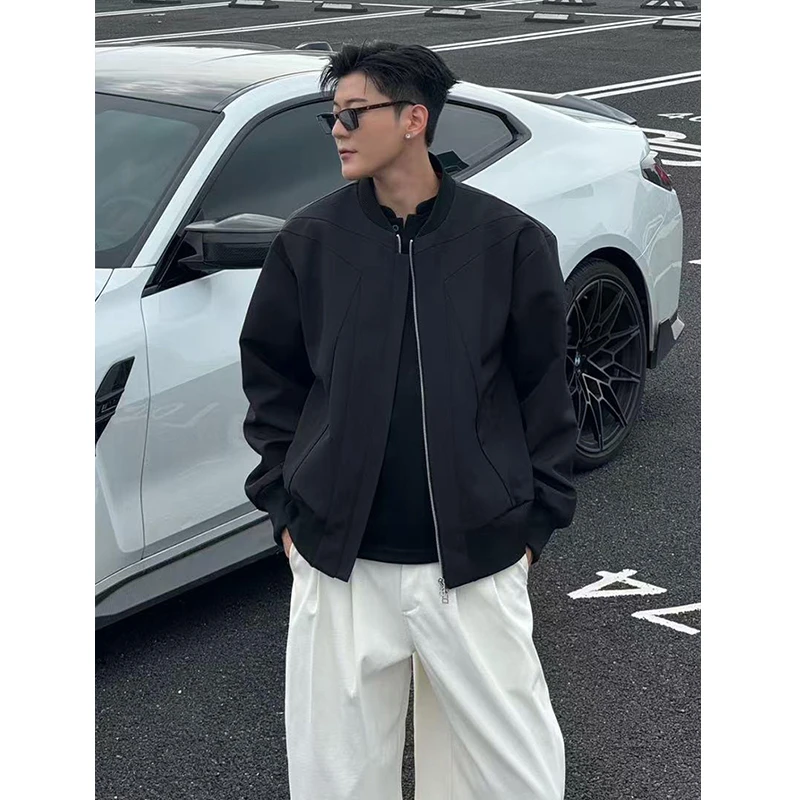 红内美式解构飞行员夹克男款秋春倒三角短款棒球服高级感痞帅外套