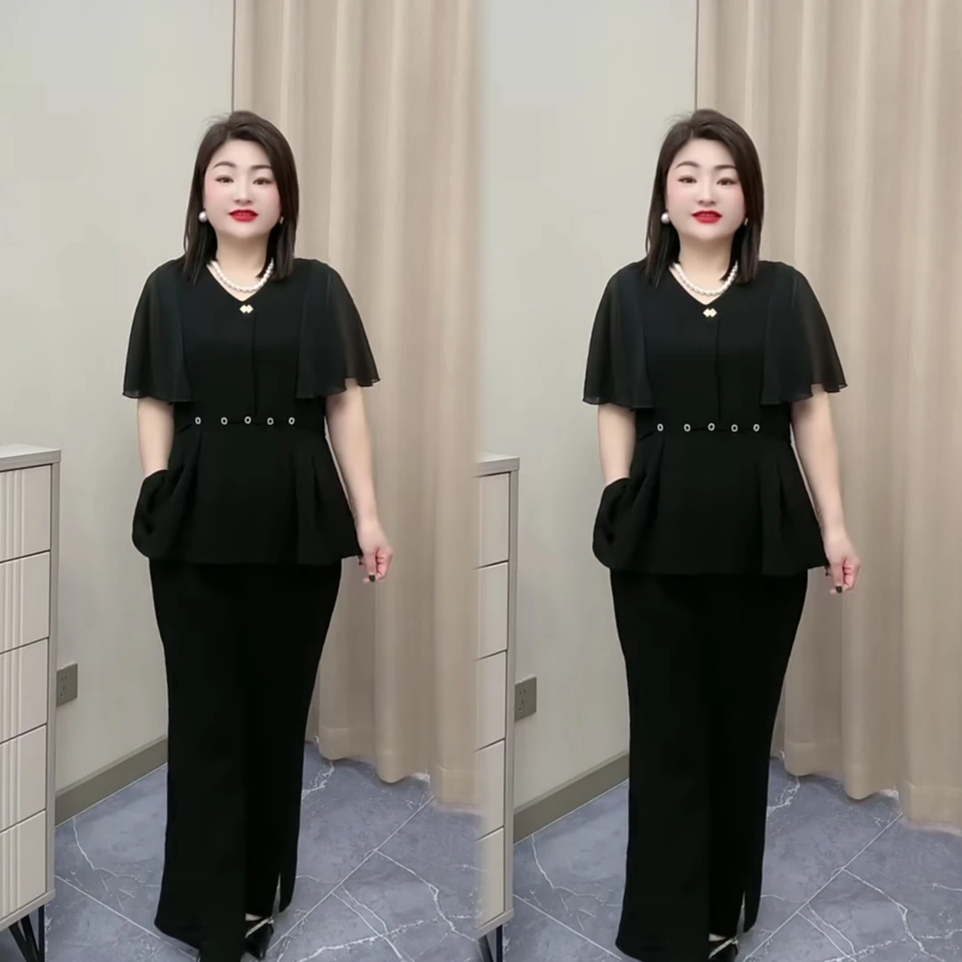 常规款常规宽松型时尚中老年女装休闲风V领纯色飞飞袖薄款