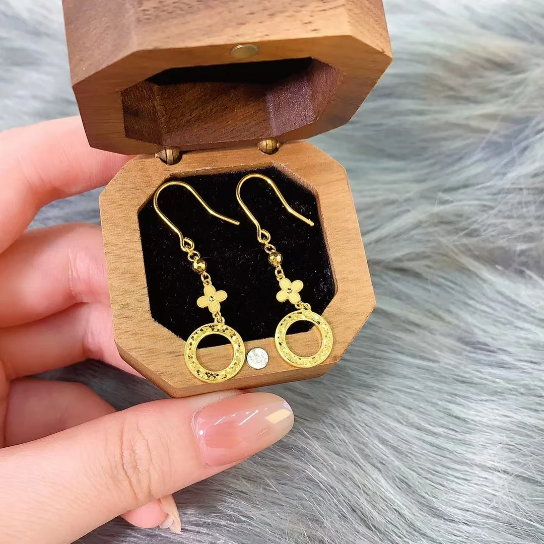 【伟新源】足金999 5G工艺  四花圈圈耳钩3.64克