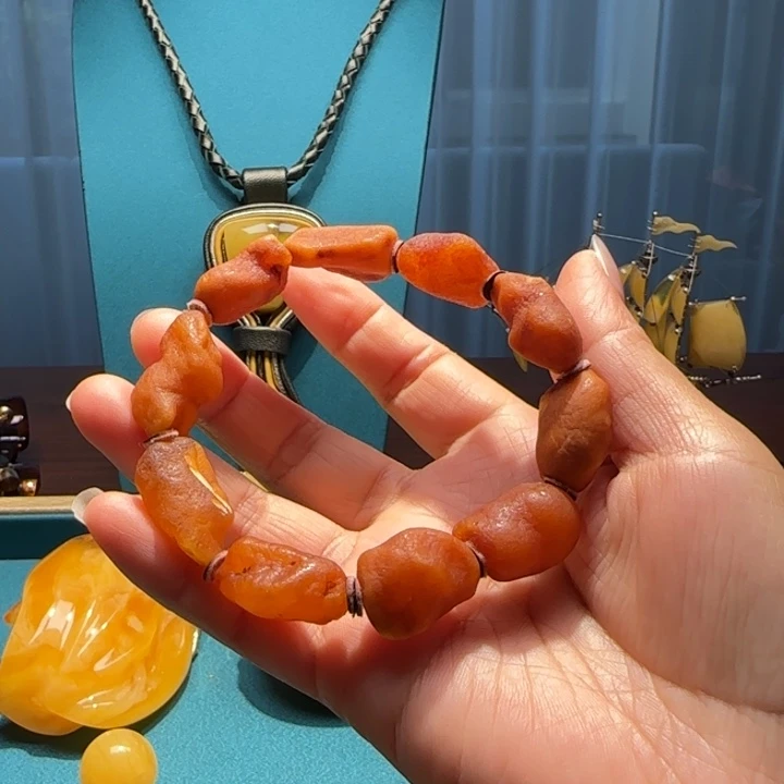 琥珀未镶嵌手链波兰设计款琥珀蜜蜡
