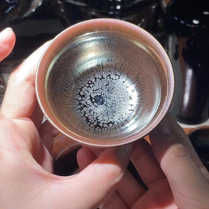 茶盏枚**酷鸡缸杯彩金油滴薄胎
