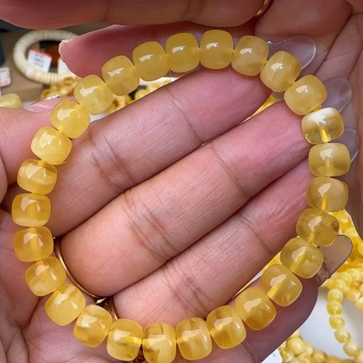 蜜蜡未镶嵌手串白花老型手串