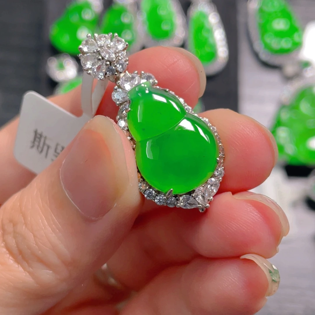 翡翠银S925镶嵌吊坠(不含链)