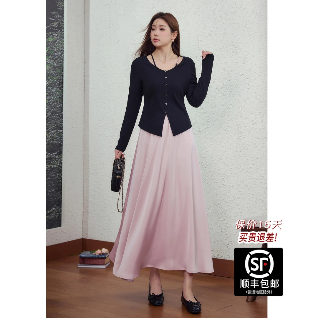 蓝语大码女装气质针织上衣高腰显瘦半身长裙2025秋装搭配一整套