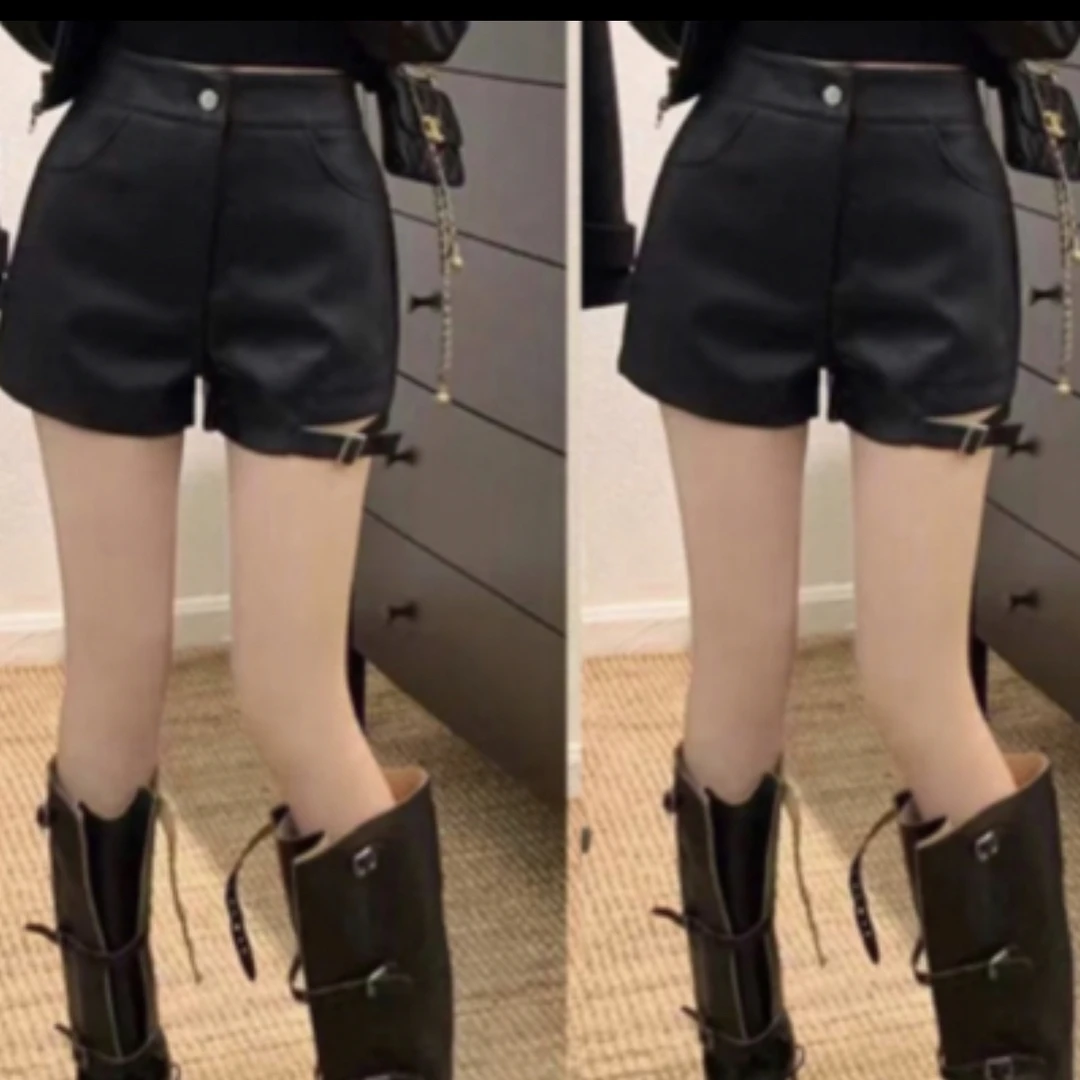 9329辣妹高腰皮短裤气质显瘦时尚百搭