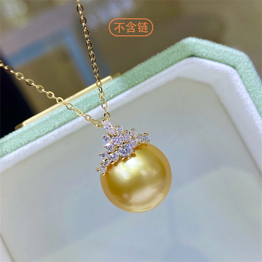 铜合金仿珍珠吊坠 14-15mm南洋金色冰雪女王款施家贝珠吊坠DZB210