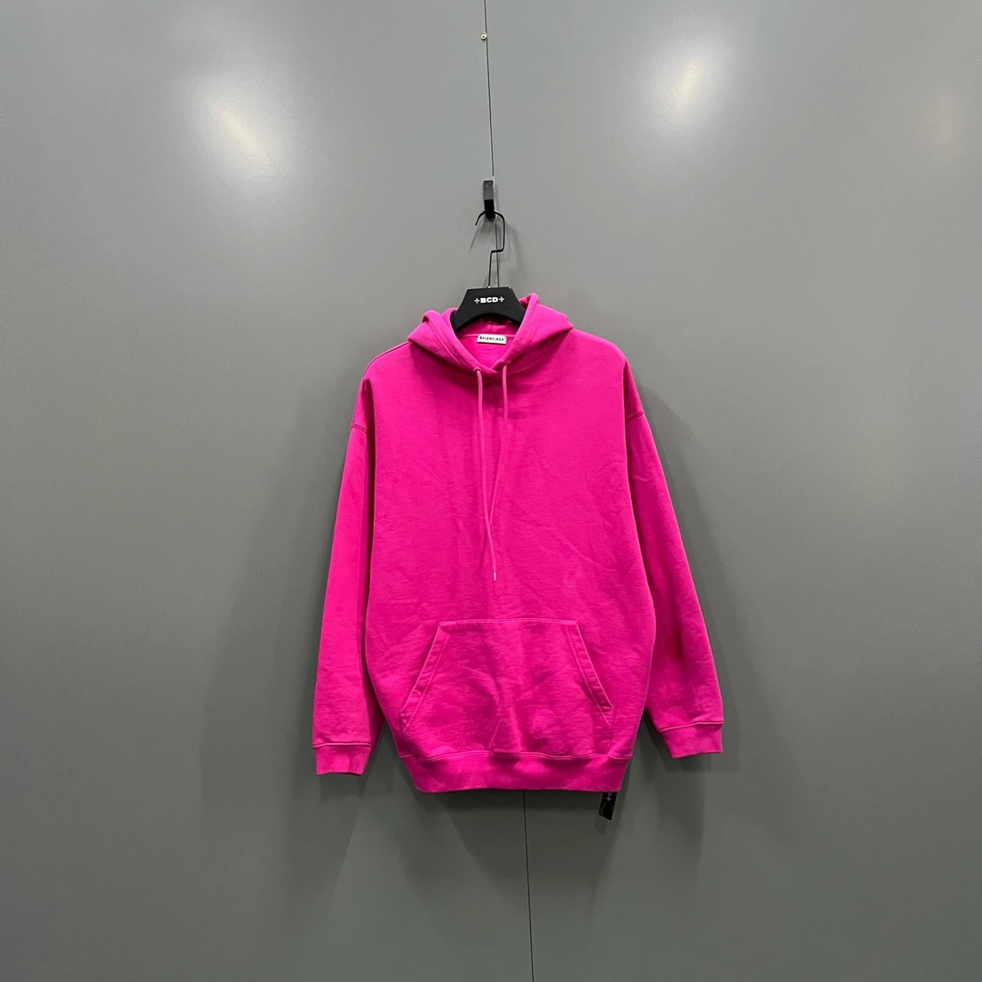 99新 Balenciaga/巴黎世家 jp922 玫红色背后logo帽衫 S 102828
