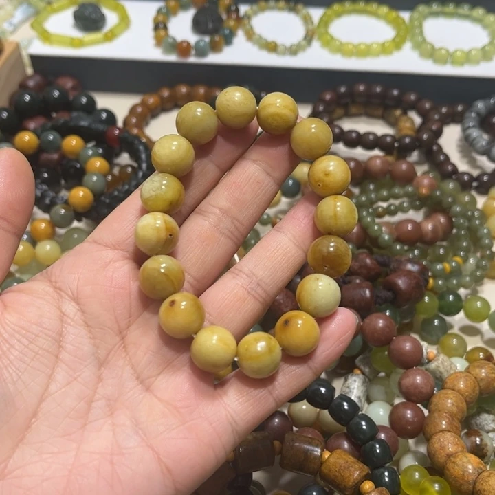 蛇纹石玉未镶嵌手链卡14微瑕
