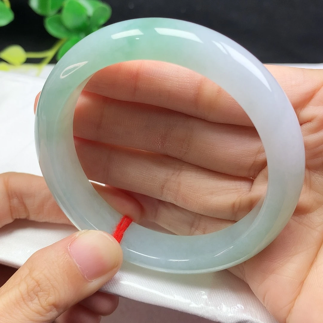 未镶嵌手镯翡翠55.2圈口冰绿半山水编号188