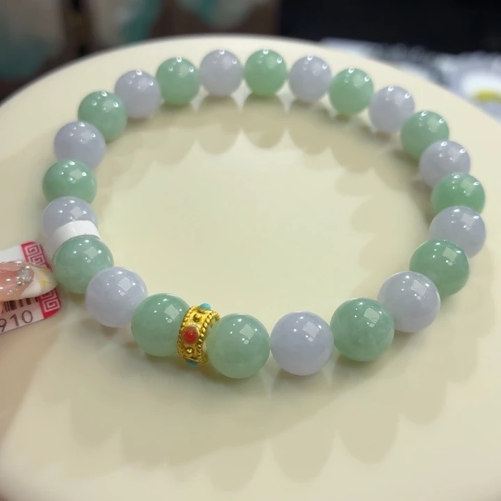 翡翠未镶嵌手链冰胶春彩卡8.5