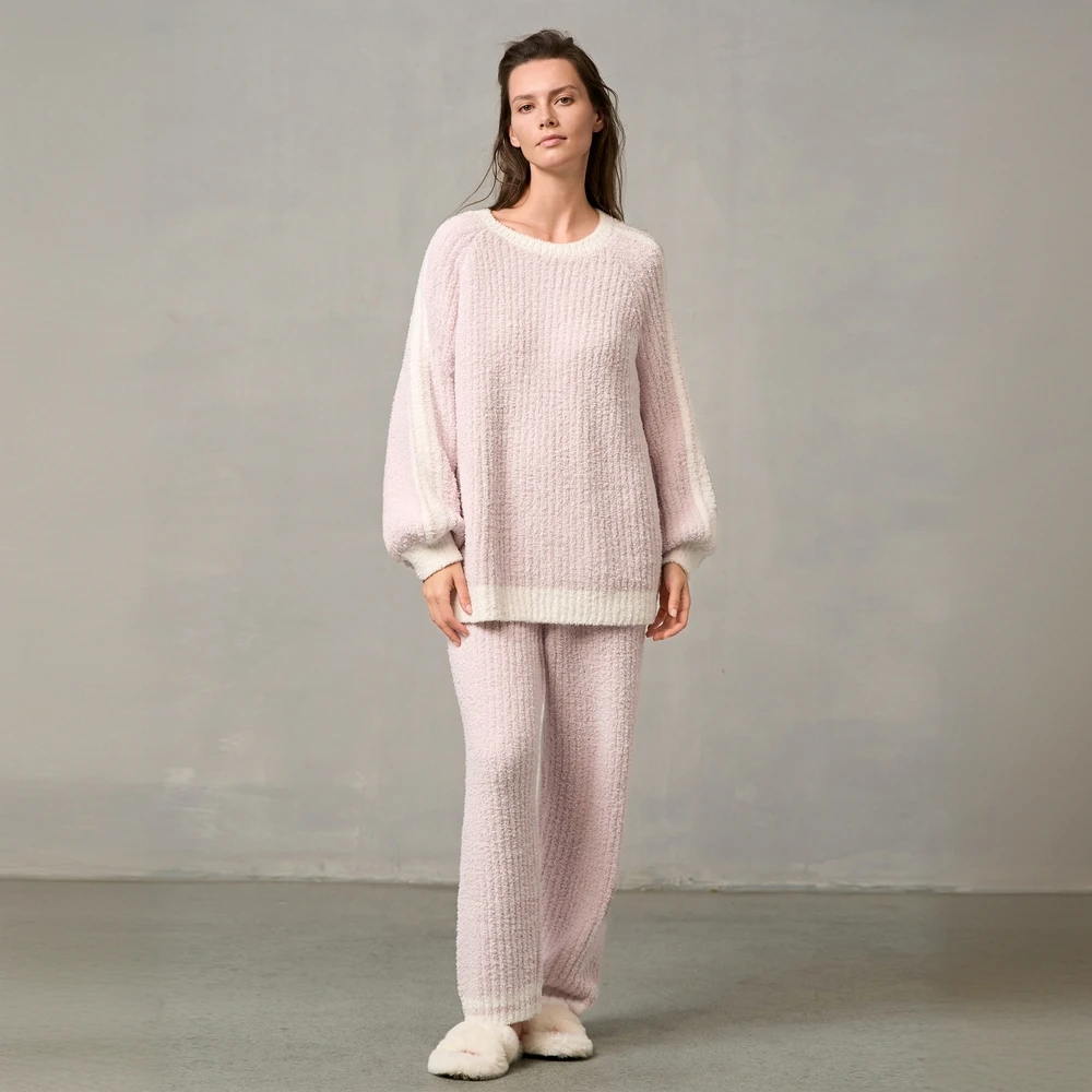 爱慕绵绵冬季睡衣女款秋冬舒适保暖家居服套装AM46A451