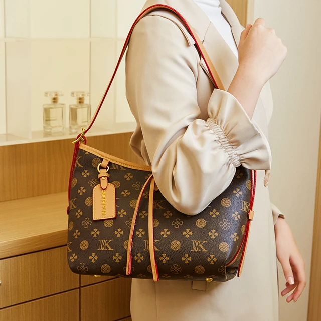 包包女士2024新款单肩斜挎包高级质感中古老花通勤包大容量托特包