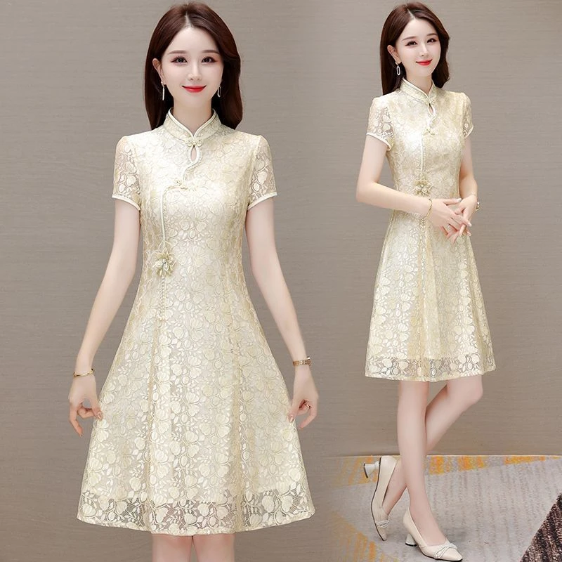 2025夏季蕾丝旗袍新款改良小个子高端年轻气质显瘦连衣裙子新款