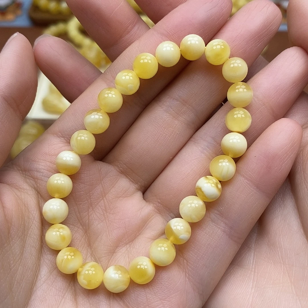 琥珀未镶嵌裸石黄白妖花