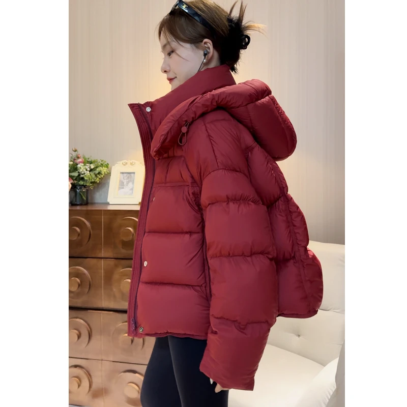 鹅绒泡芙羽绒服女冬新款中长款连帽加厚外套时尚宽松冬季